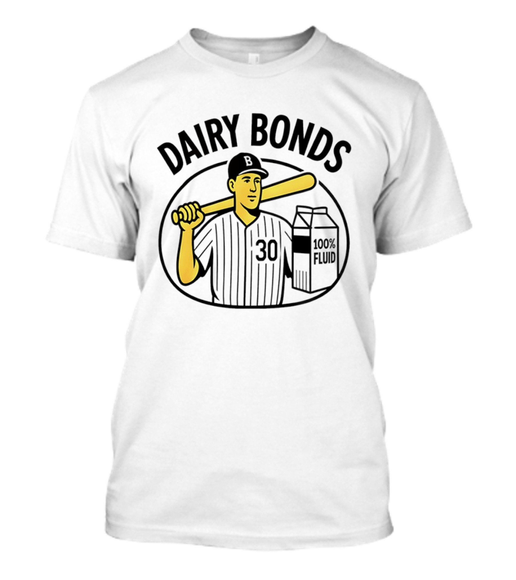 Dairy Bonds 100% Fluid Baseball Player With Bat And Milk Carton T-Shirt