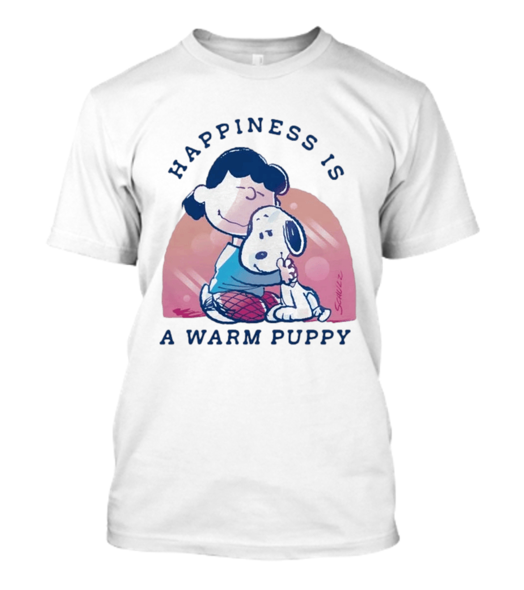 Happiness Is A Warm Puppy Snoopy And Lucy Van Pelt Hugging Moments T-Shirt