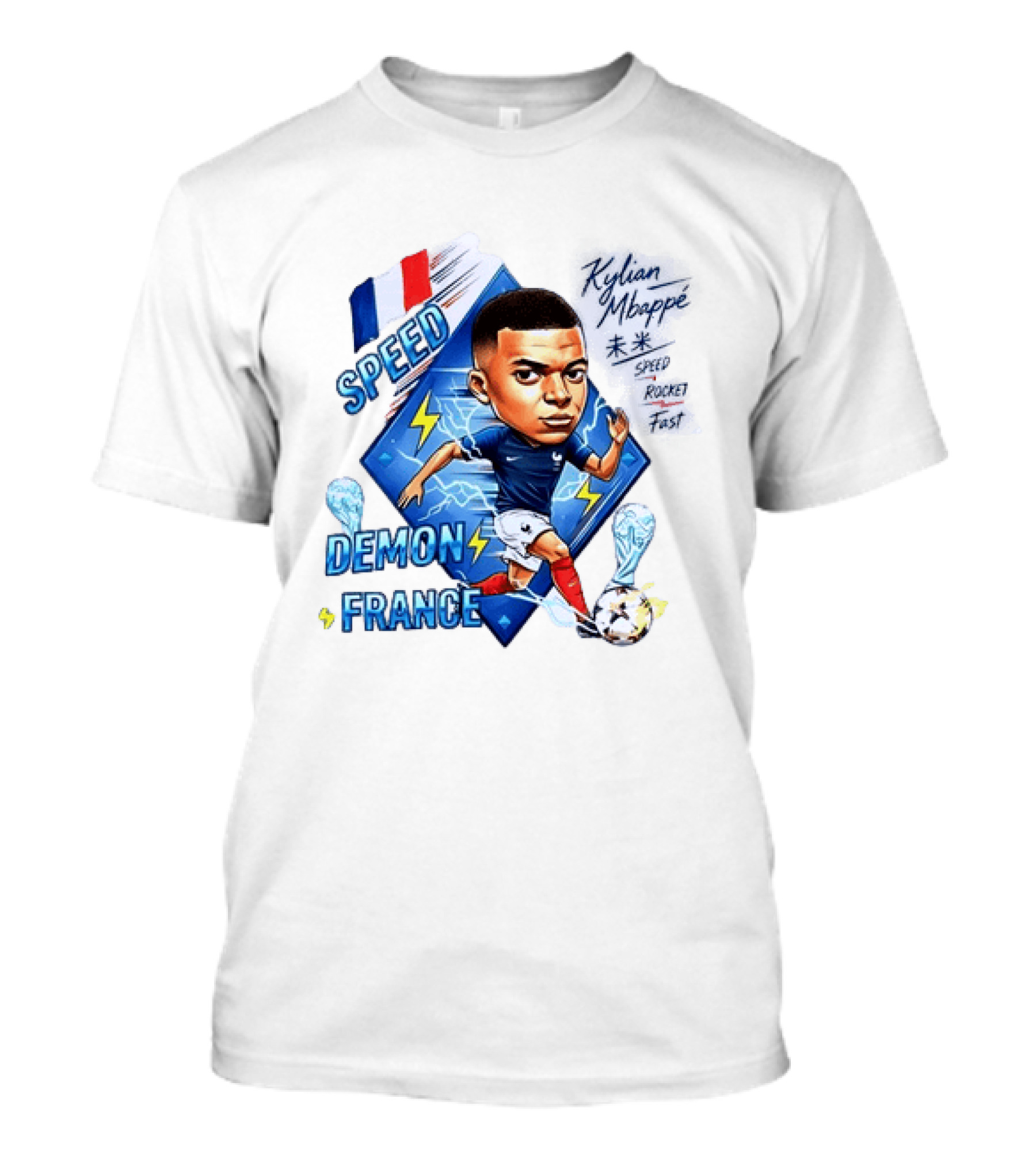 Kylian Mbappe Speed Demon France Future Rocket Fast Lightning Soccer Hero T-Shirt