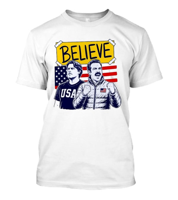 Ted Lasso Coach Beard Believe USA American Flag Scene T-Shirt