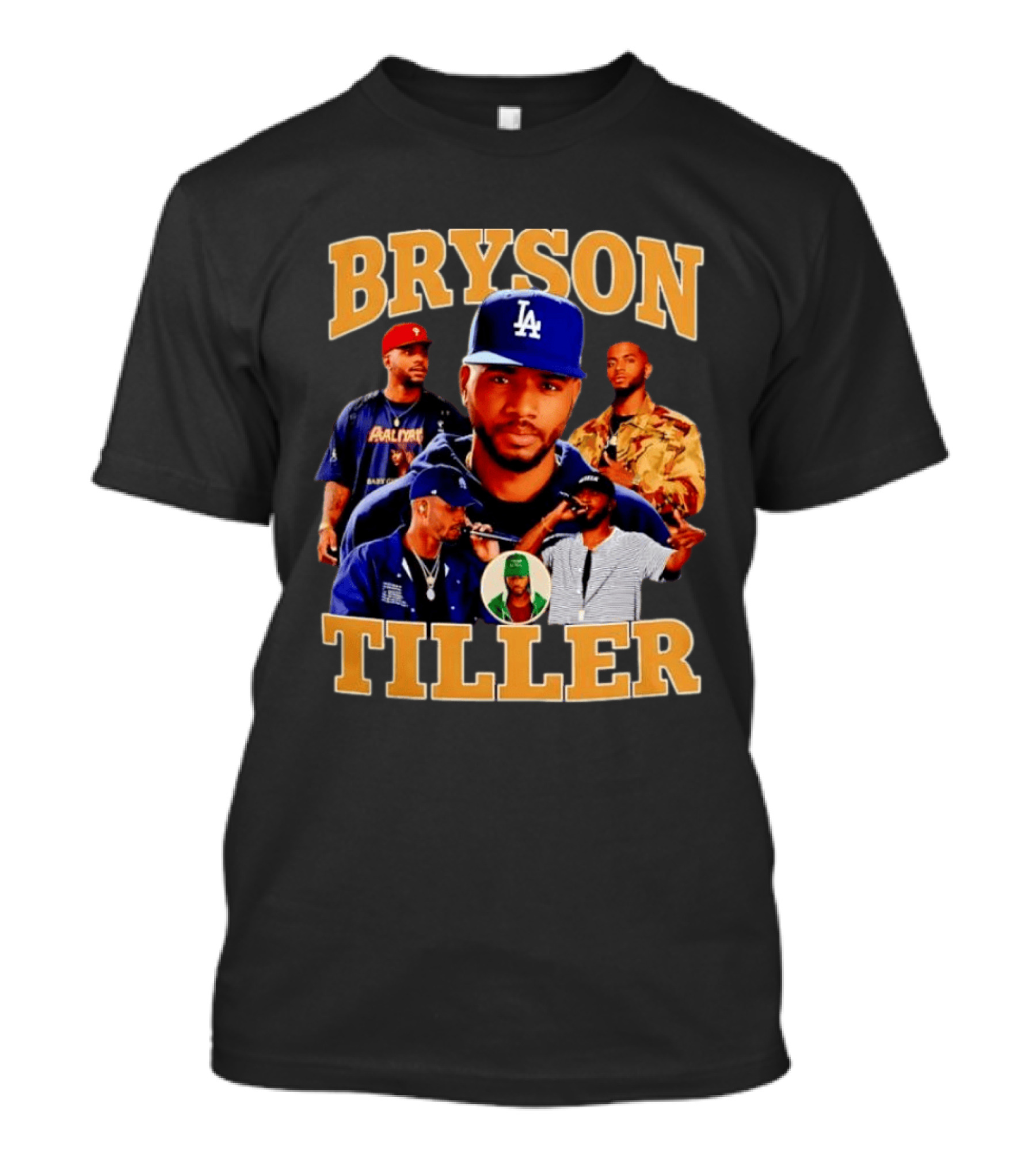 Bryson Tiller Collage With LA Cap And Multiple Outfits T-Shirt