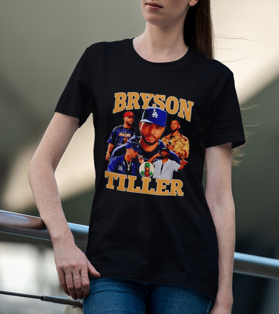 Bryson Tiller Collage With LA Cap And Multiple Outfits T-Shirt