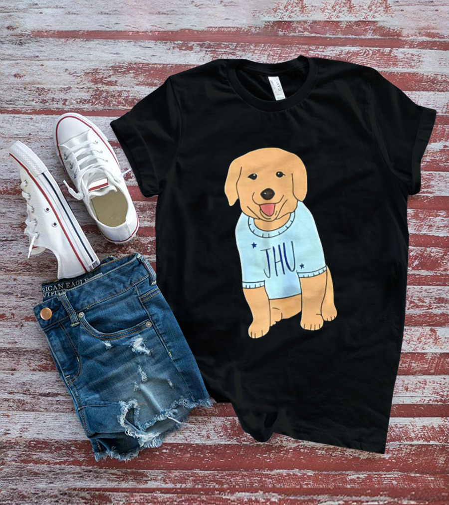 JHU Puppy In Light Blue Sweater T-Shirt