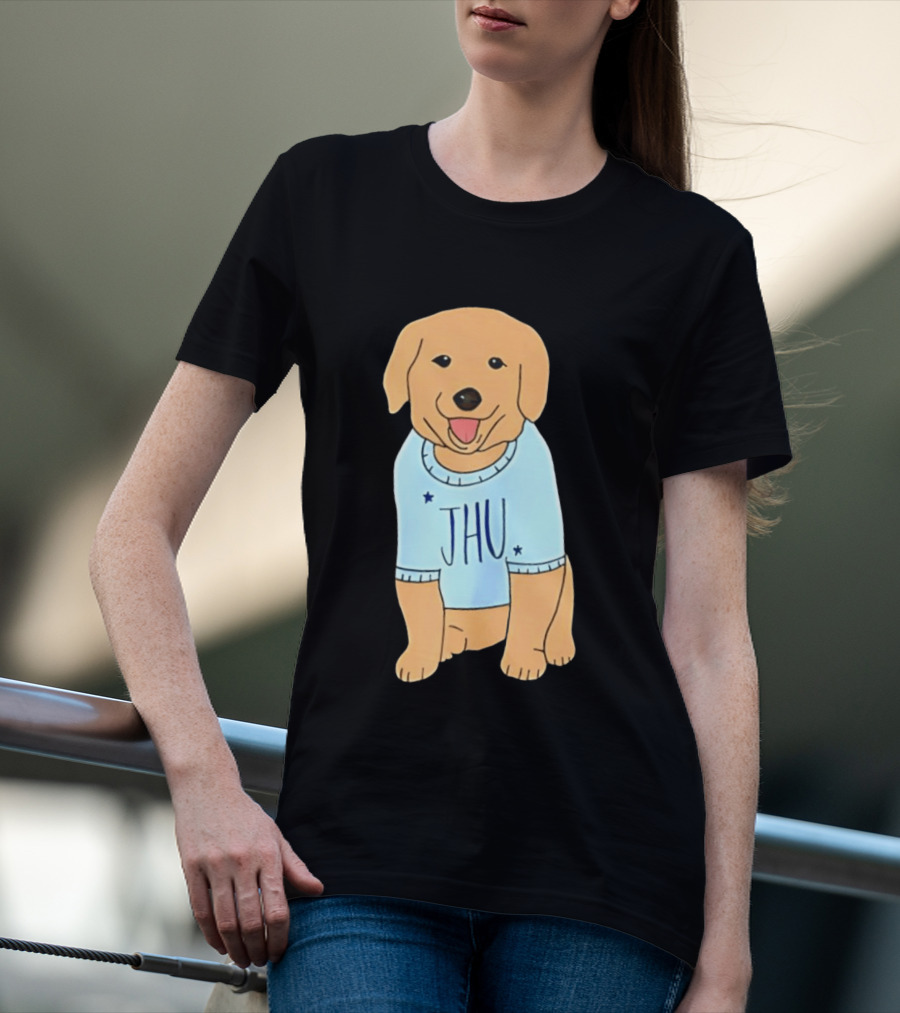 JHU Puppy In Light Blue Sweater T-Shirt