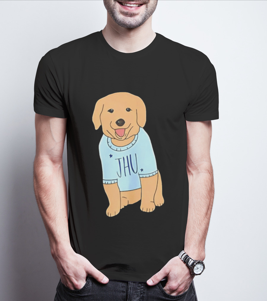 JHU Puppy In Light Blue Sweater T-Shirt