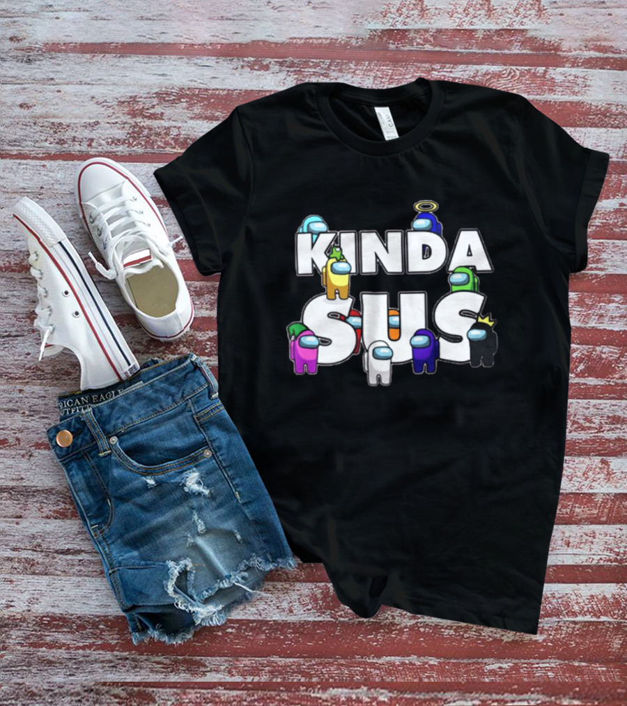 Kinda Sus Among Us Crewmates Halo Crown Funny Game Reference T-Shirt