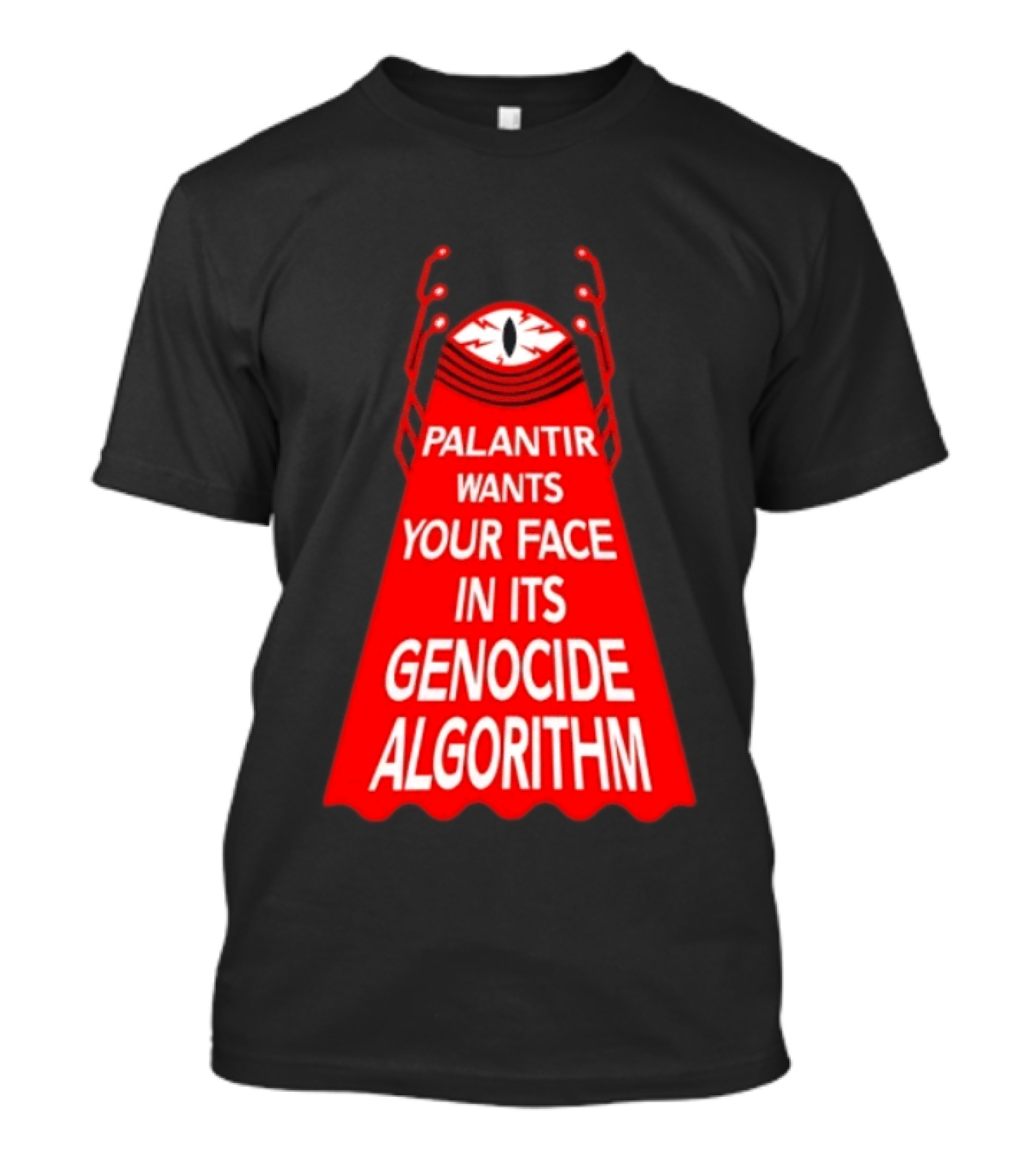 Palantir Wants Your Face In Its Genocide Algorithm Eyeball Surveillance Protest T-Shirt