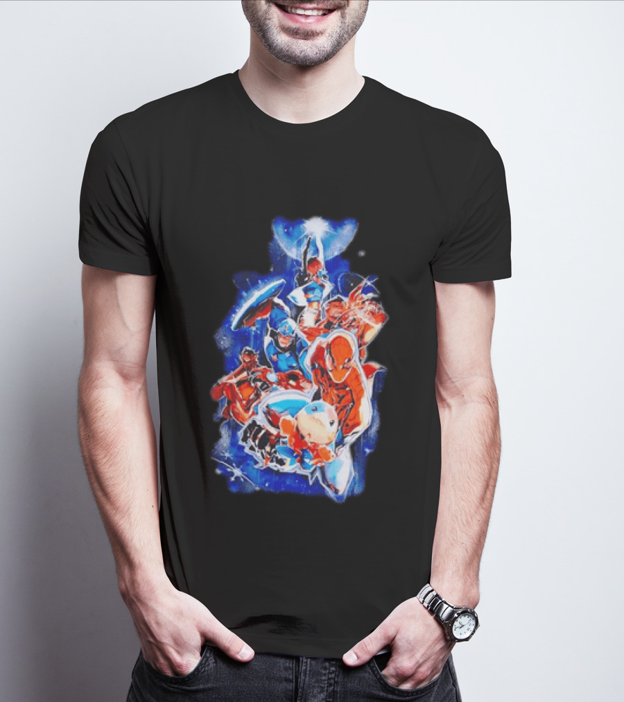 Marvel Captain America Spider Man Doctor Strange Avengers Team Mashup T-Shirt