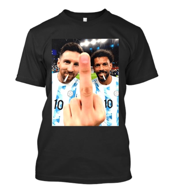 Messi Argentina Vozinha Cape Verde Middle Finger Gesture Football Smokers T-Shirt