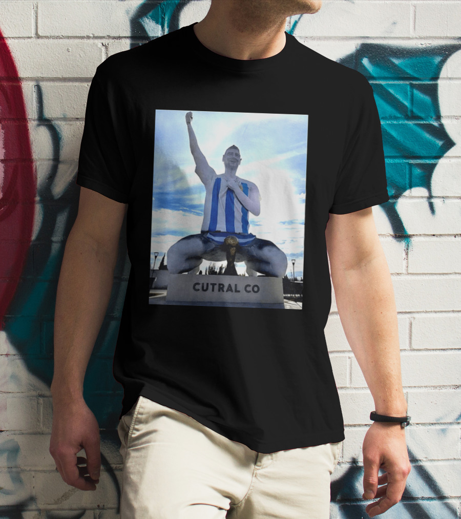 Messi Argentina Sculpture Cutral Co Legendary Statue Victory Celebration T-Shirt