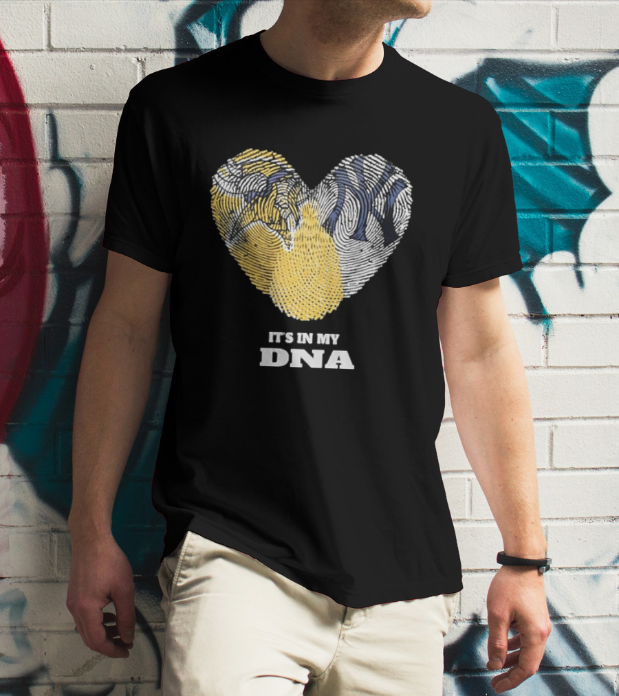 New York Yankees Heart It's In My DNA Fingerprint T-Shirt