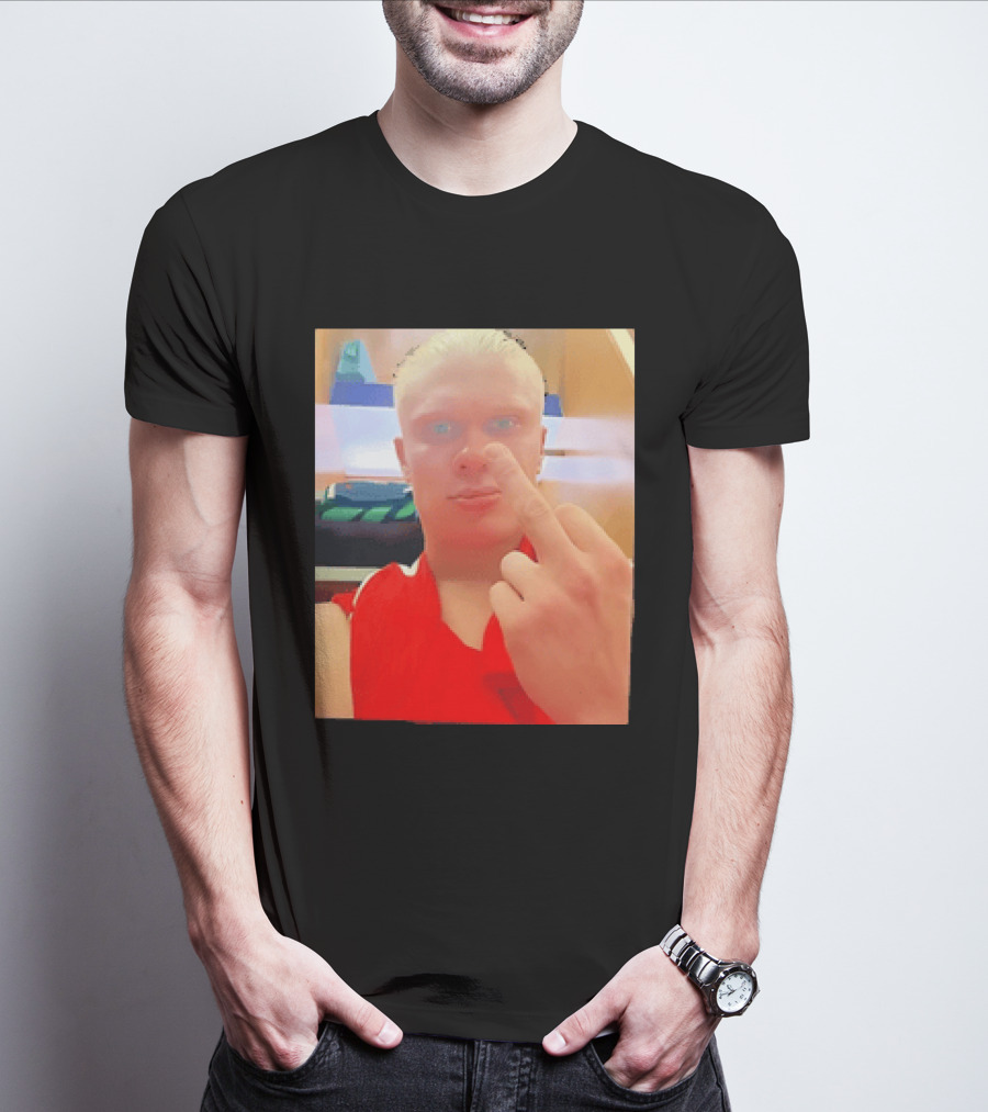 Norway Erling Haaland Middle Finger Selfie T-Shirt