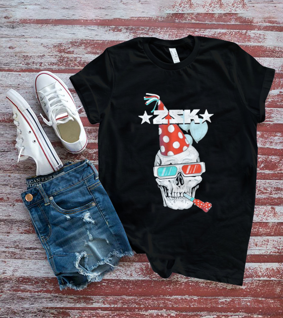 ZSK Skull Party Hat 3D Glasses Fun T-Shirt