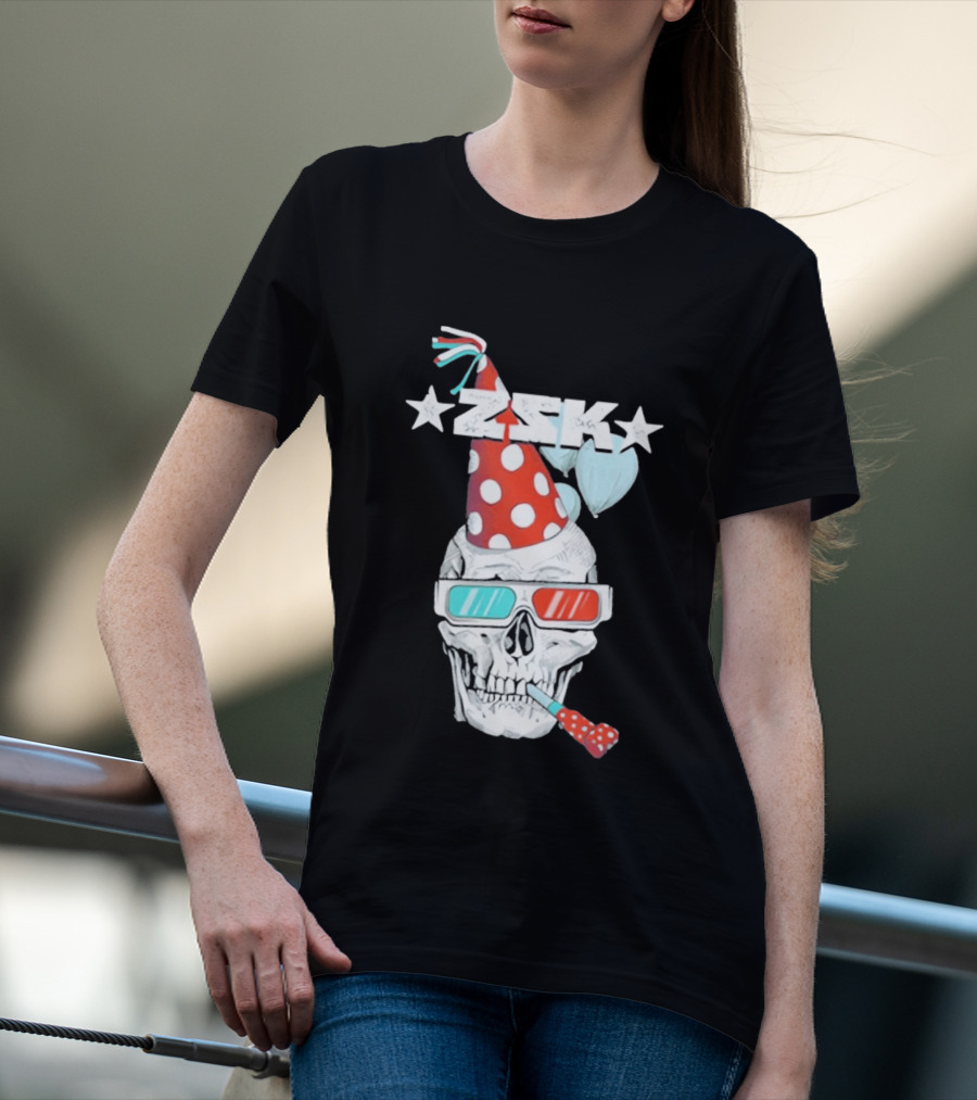 ZSK Skull Party Hat 3D Glasses Fun T-Shirt