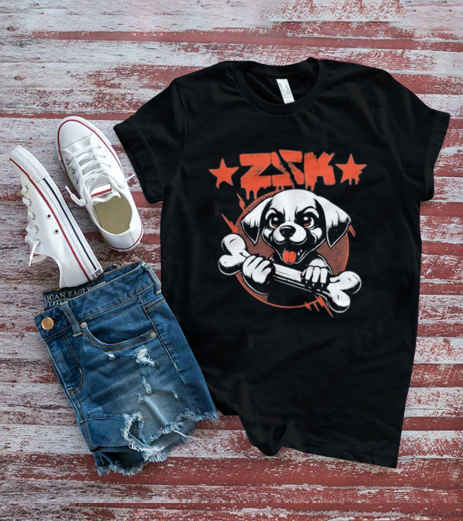 ZSK Welpe Dog Holding Bone With Stars T-Shirt