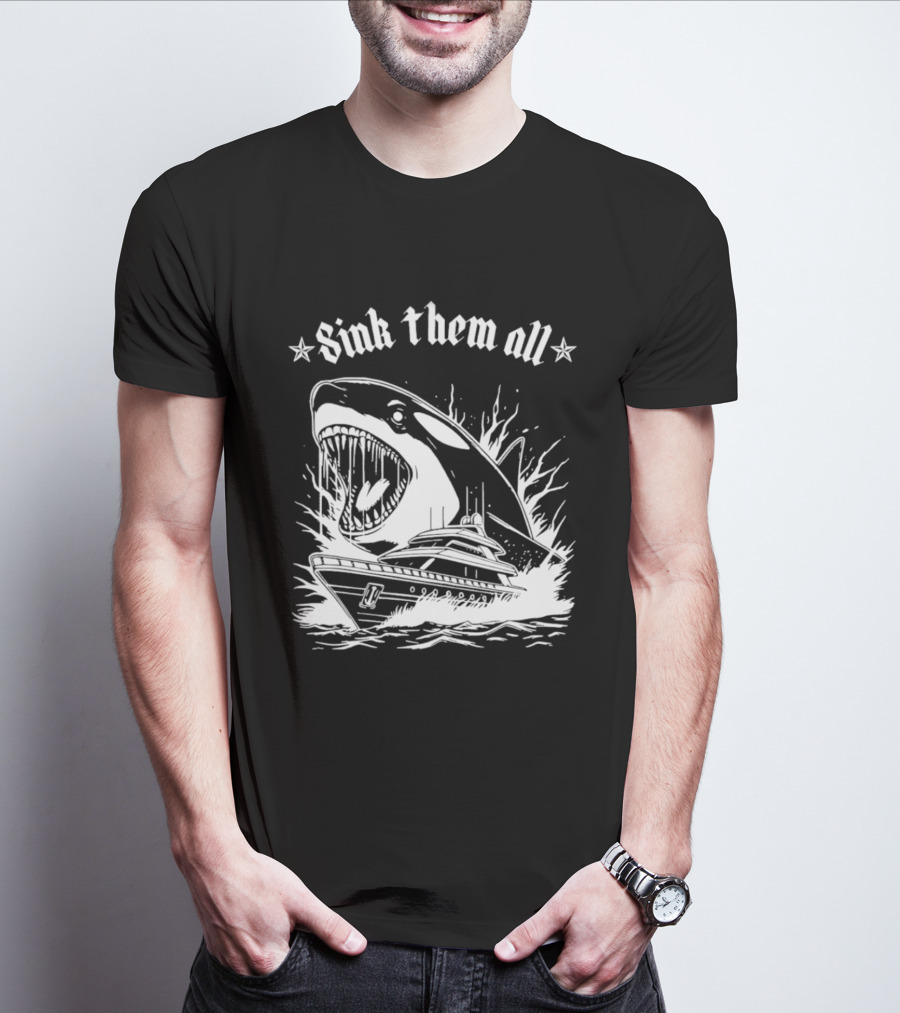 Sink Them All Orca Yacht Attack Scene T-Shirt