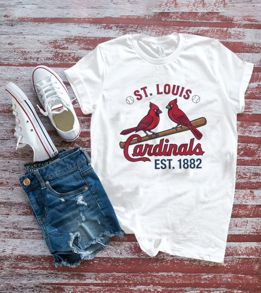 St Louis Cardinals Est 1882 Two Birds On Bat MLB Team T-Shirt