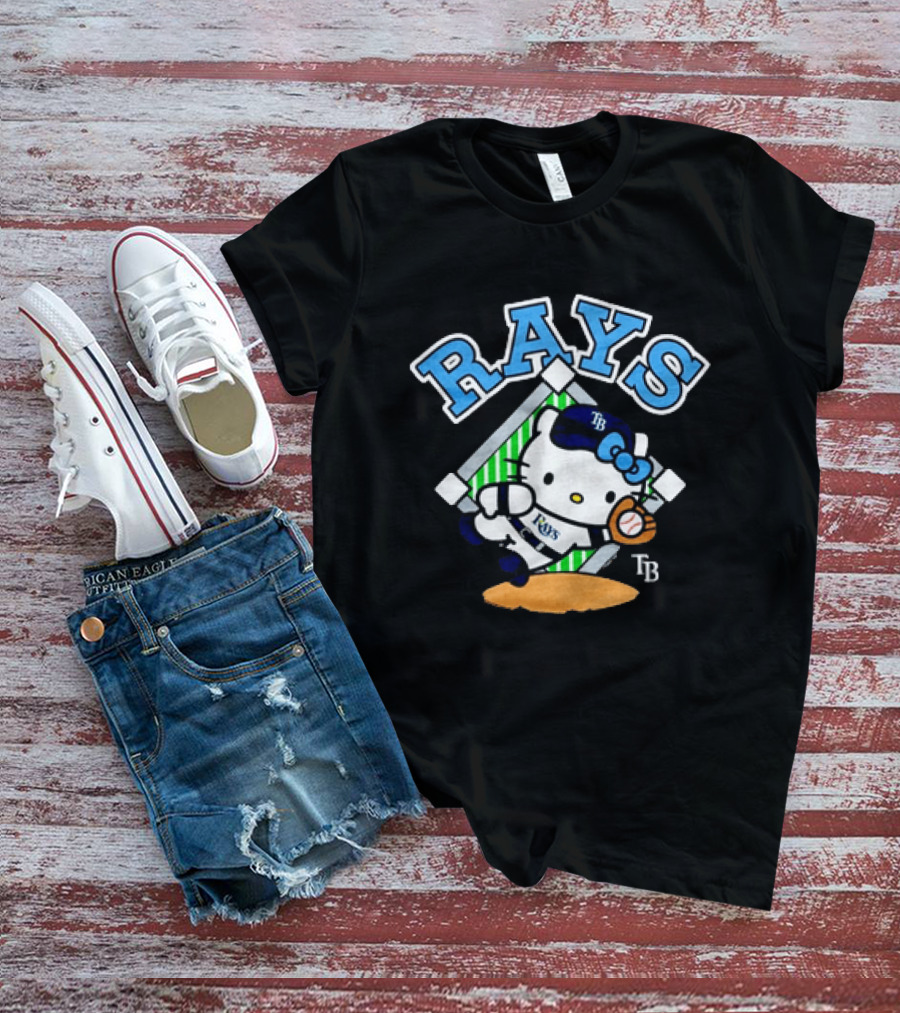 Hello Kitty Tampa Bay Rays MLB Baseball Player Cartoon With Ball T-Shirt