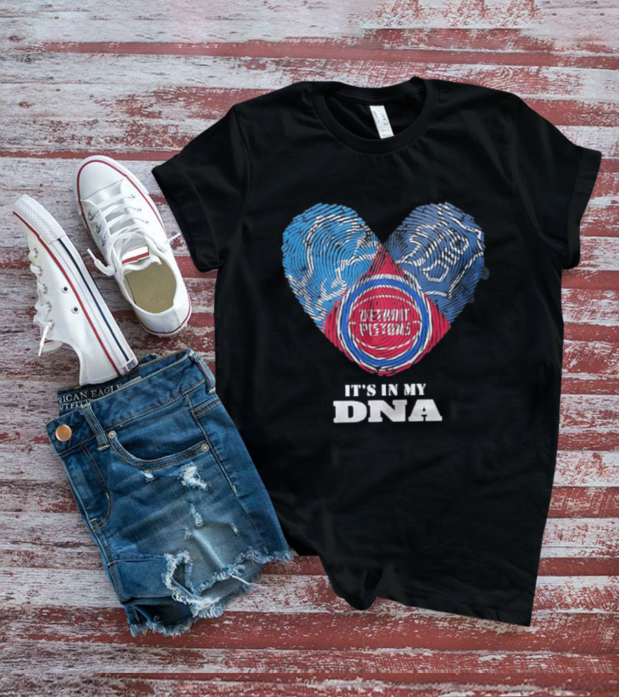 It's In My DNA Detroit Pistons Fingerprint Heart T-Shirt