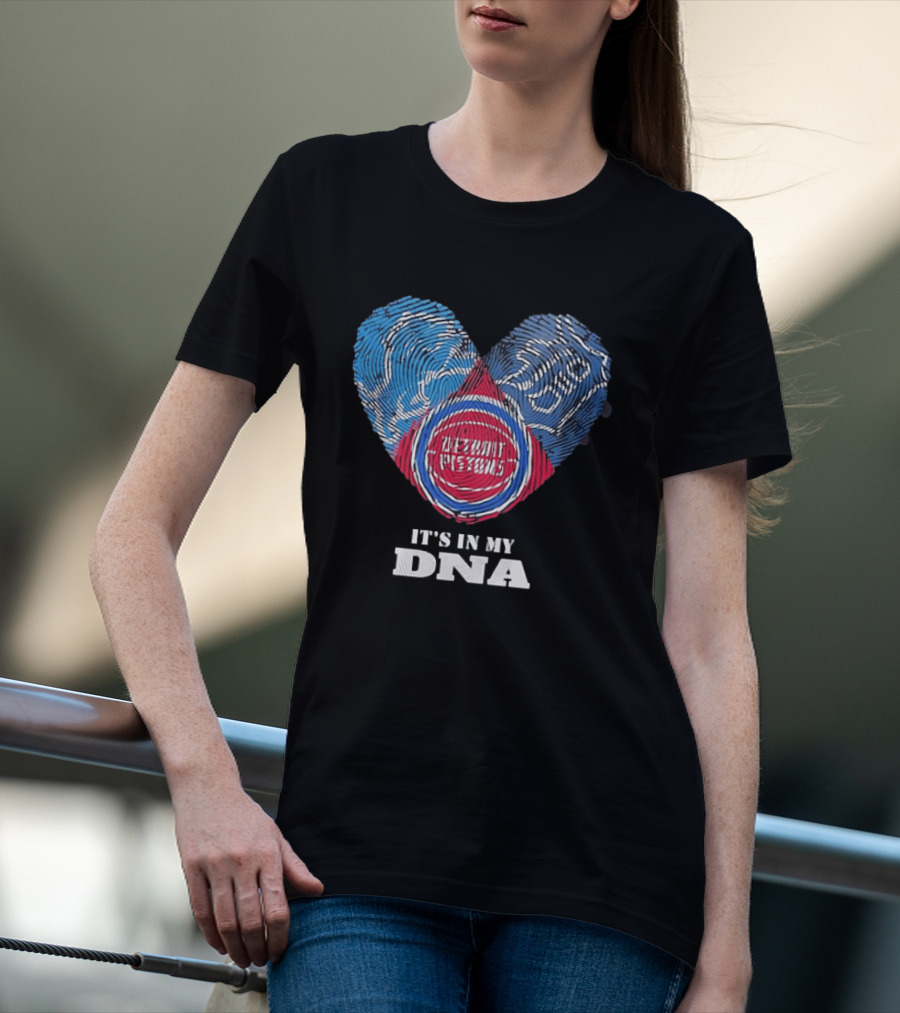 It's In My DNA Detroit Pistons Fingerprint Heart T-Shirt
