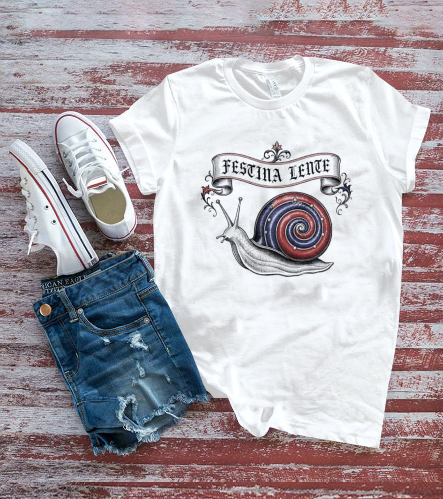 Festina Lente Latin Motto Snail Spiral T-Shirt