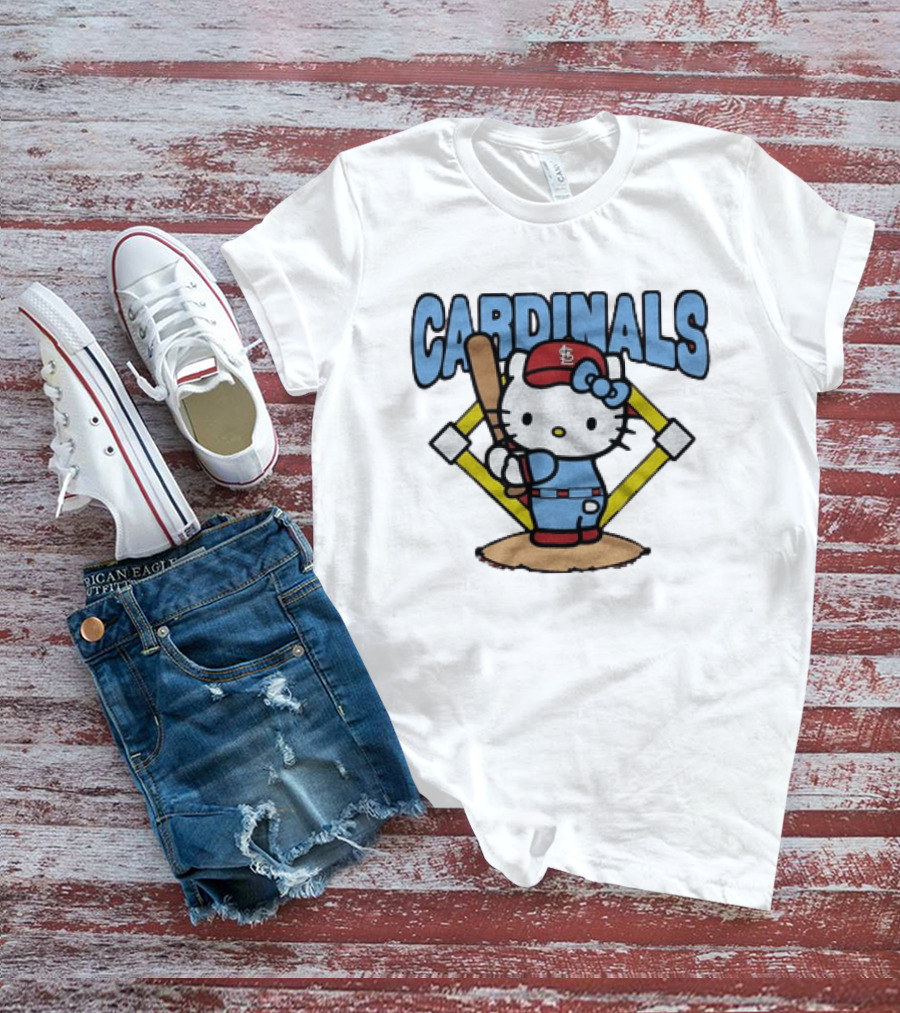 Hello Kitty St Louis Cardinals Baseball Batter MLB Cartoon T-Shirt