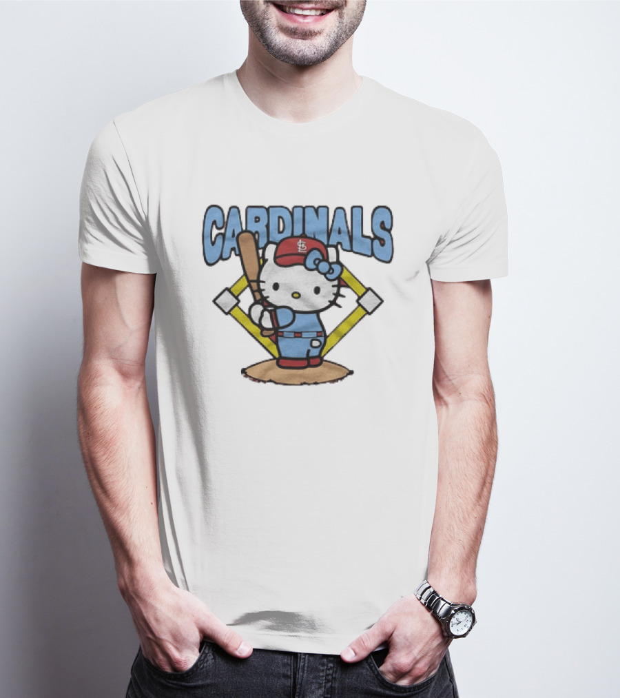 Hello Kitty St Louis Cardinals Baseball Batter MLB Cartoon T-Shirt