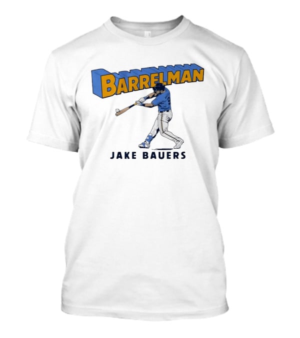 Milwaukee Brewers Barrelman Jake Bauers Swinging Bat T-Shirt