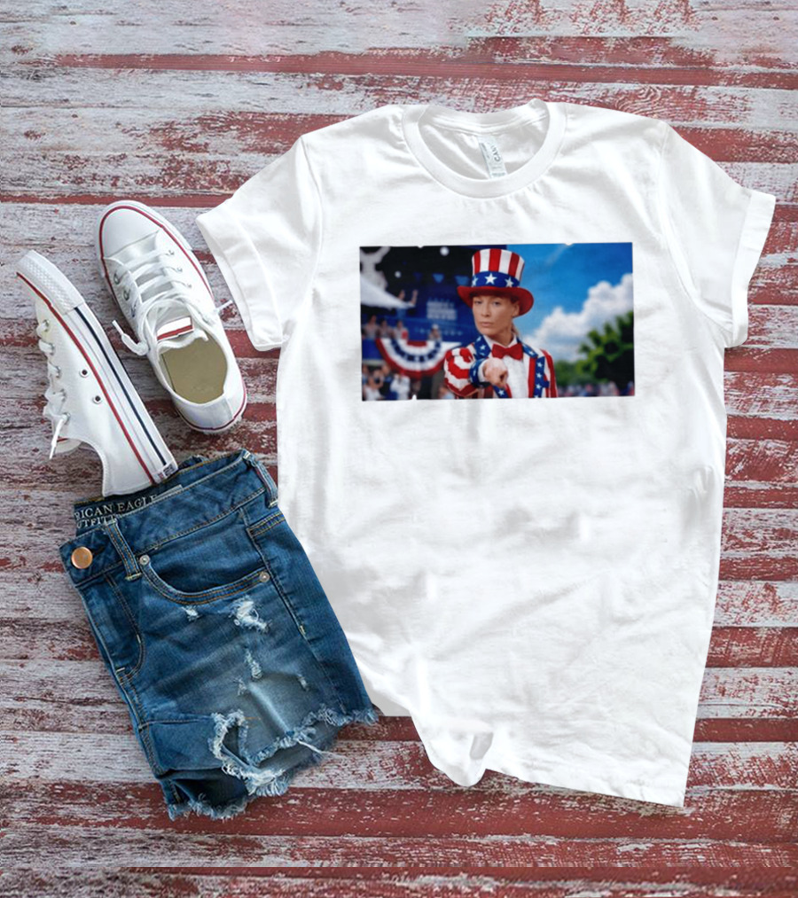 Sophia Cunningham Uncle Sam Patriotic Costume Red White Blue Stars And Stripes T-Shirt