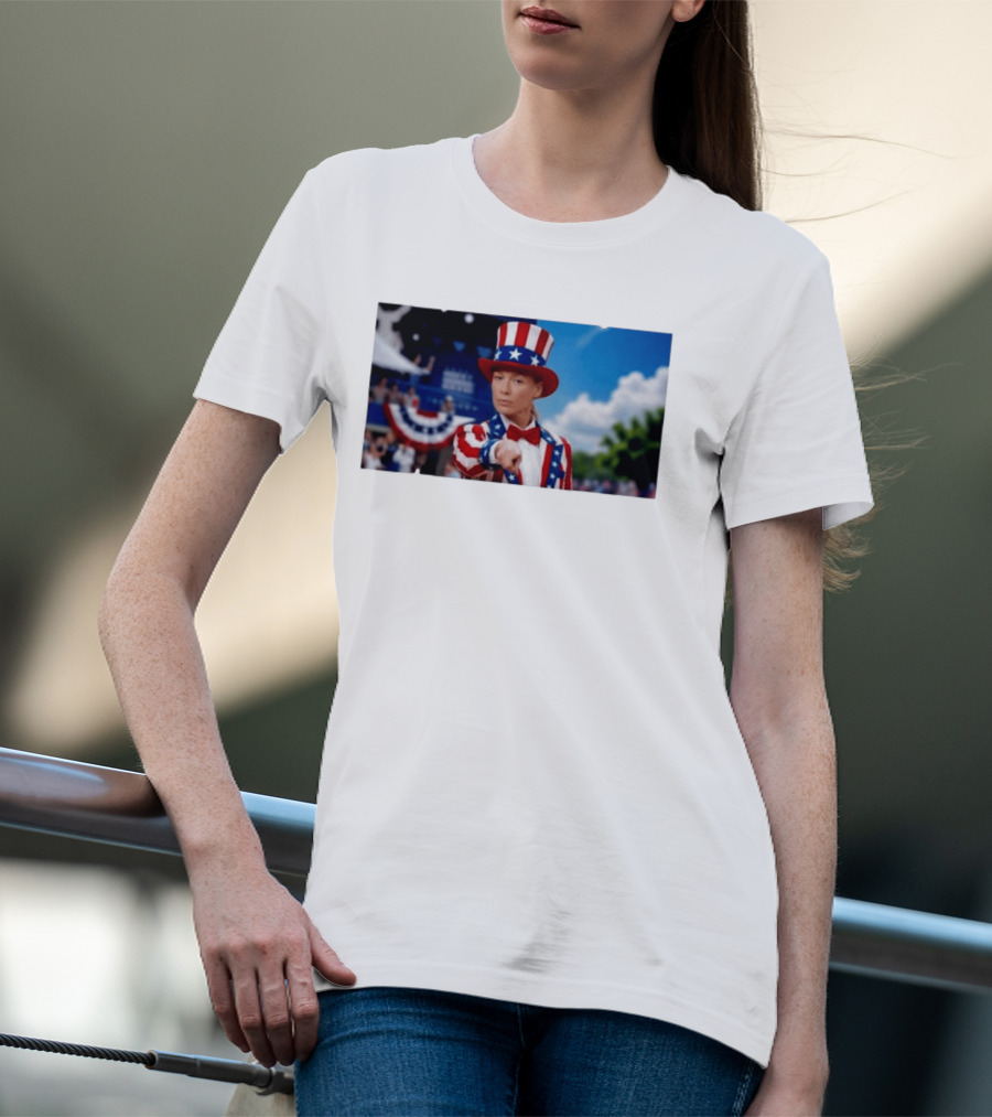 Sophia Cunningham Uncle Sam Patriotic Costume Red White Blue Stars And Stripes T-Shirt