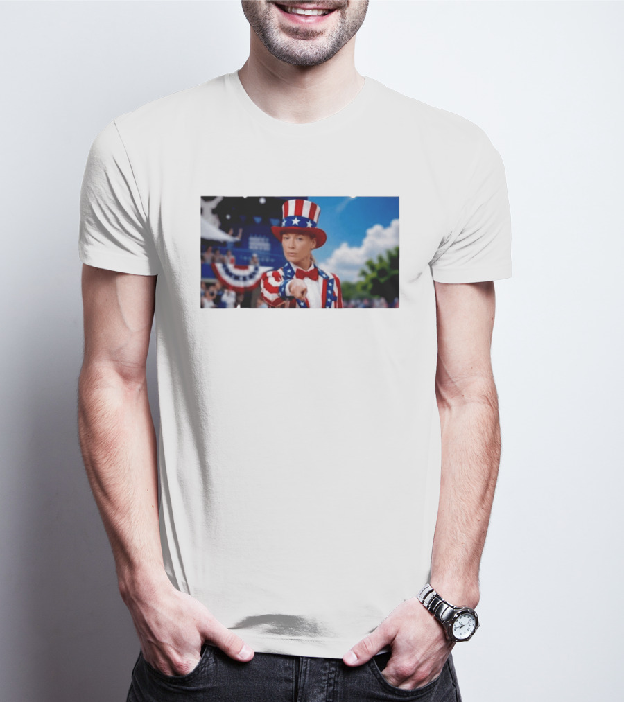 Sophia Cunningham Uncle Sam Patriotic Costume Red White Blue Stars And Stripes T-Shirt