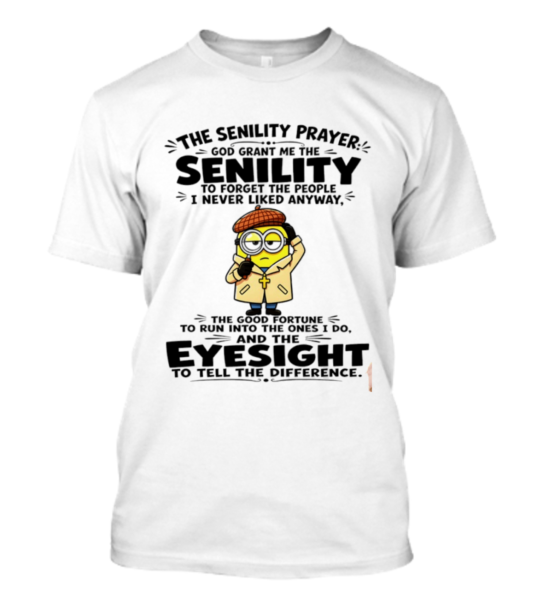 Minion Detective Senility Prayer Forget People Eyeglasses T-Shirt