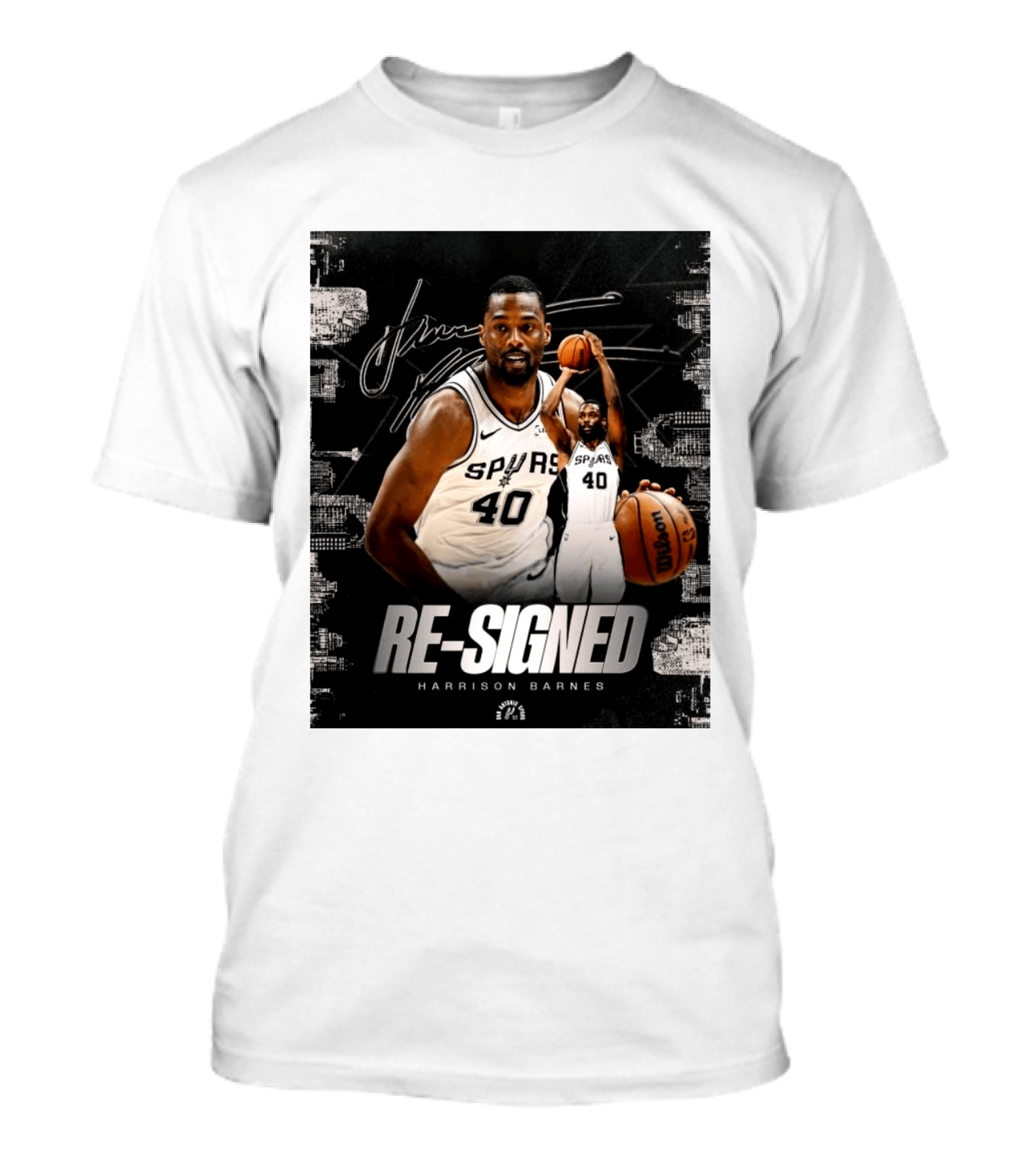 Re Signed Harrison Barnes Spurs 40 Basketball Return T-Shirt