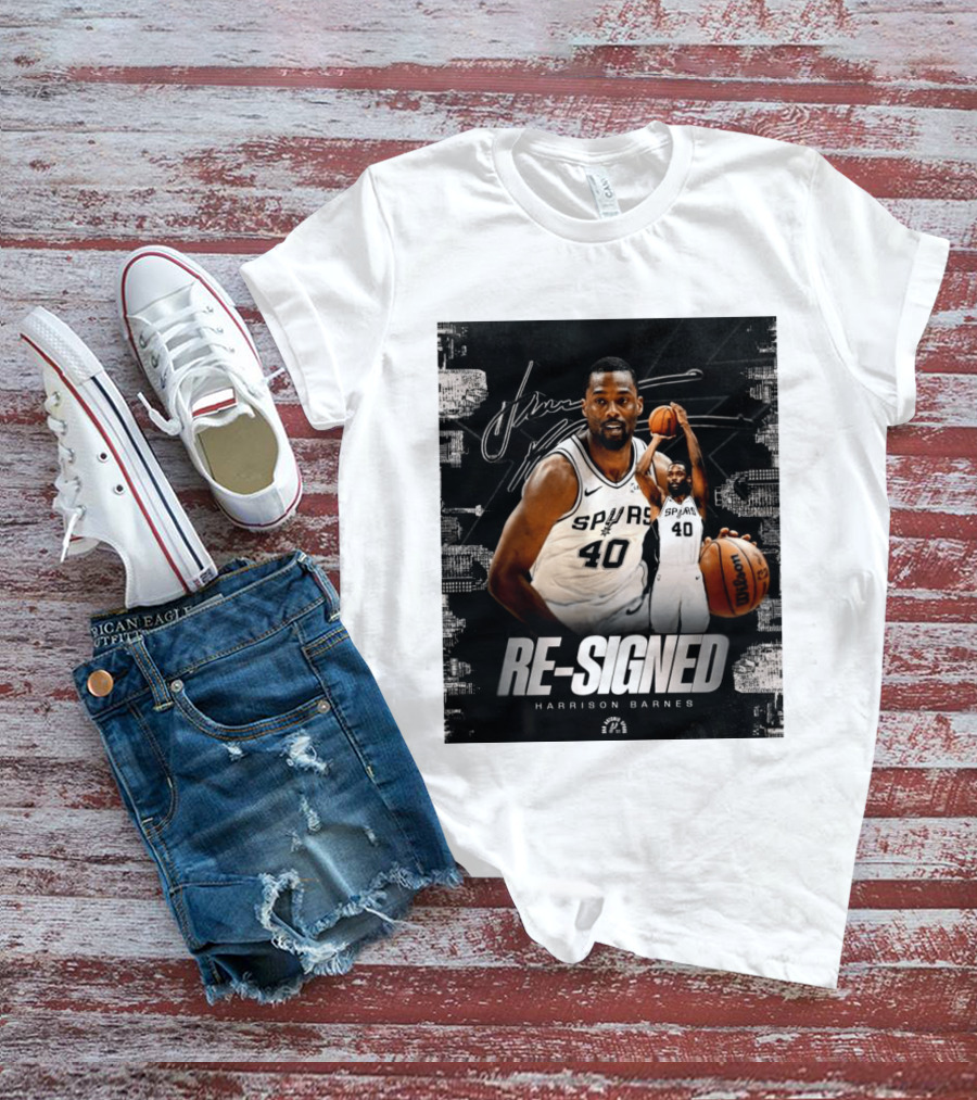 Re Signed Harrison Barnes Spurs 40 Basketball Return T-Shirt