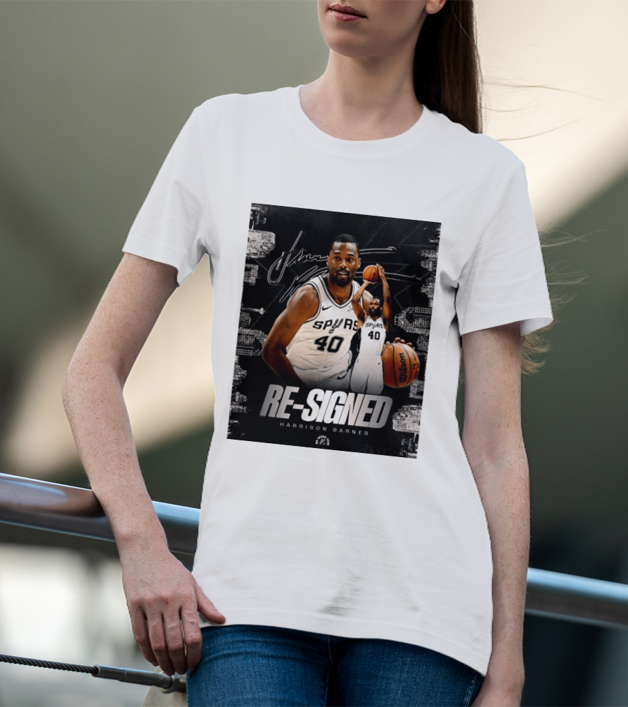 Re Signed Harrison Barnes Spurs 40 Basketball Return T-Shirt
