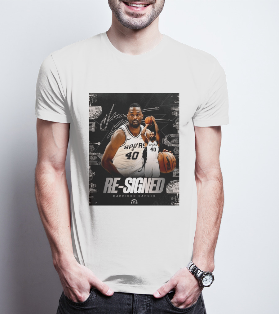 Re Signed Harrison Barnes Spurs 40 Basketball Return T-Shirt