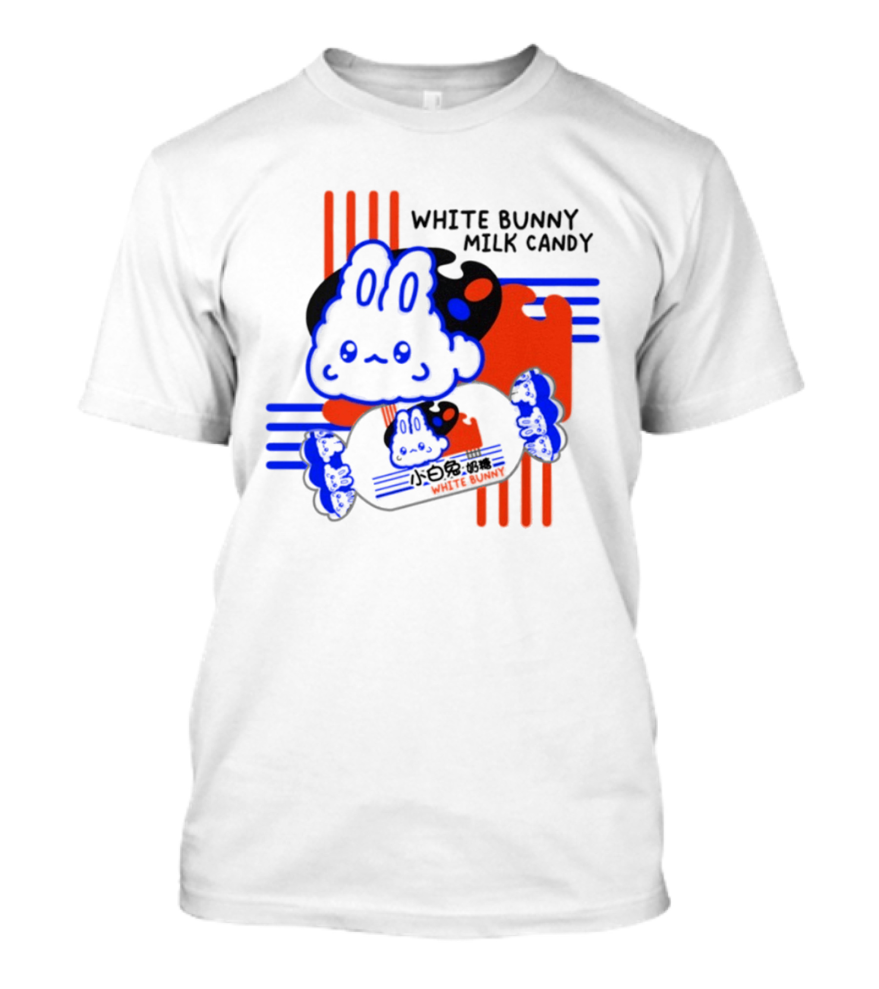 White Bunny Milk Candy Kawaii Asian Snacks Cute Blue Japanese T-Shirt