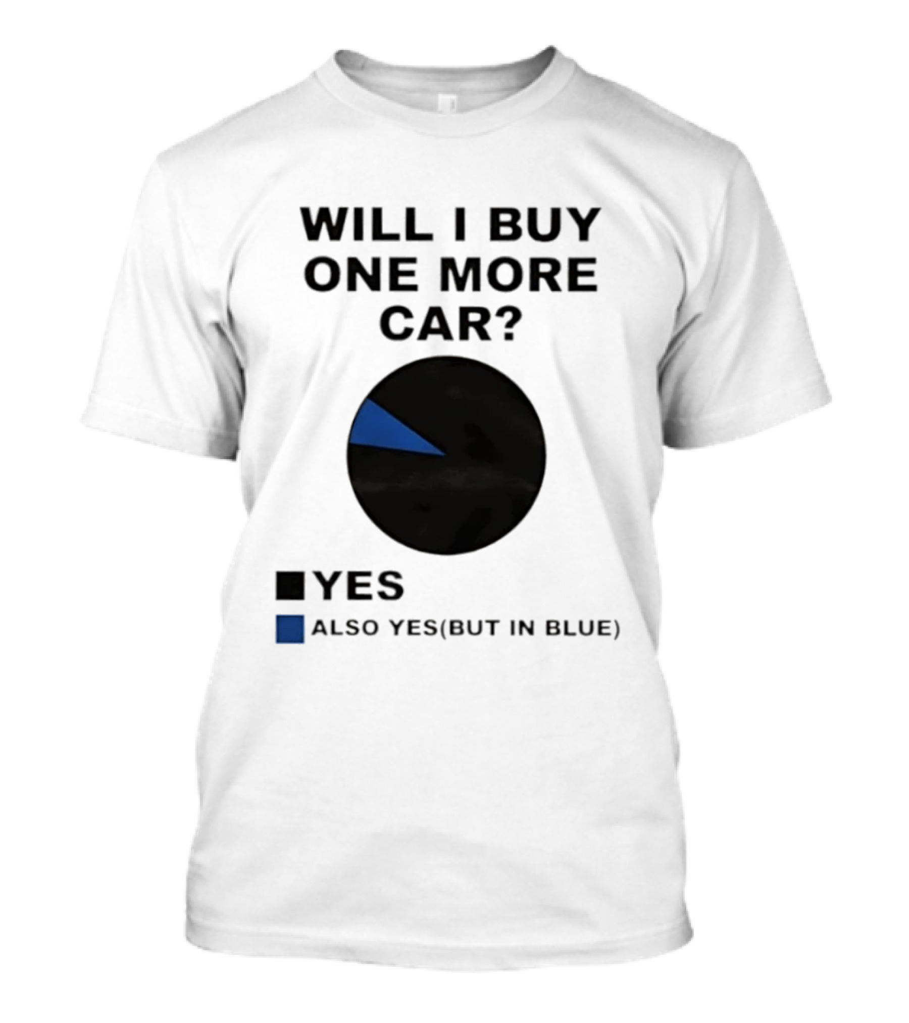 Will I Buy One More Car Yes Also Yes But In Blue Pie Chart T-Shirt