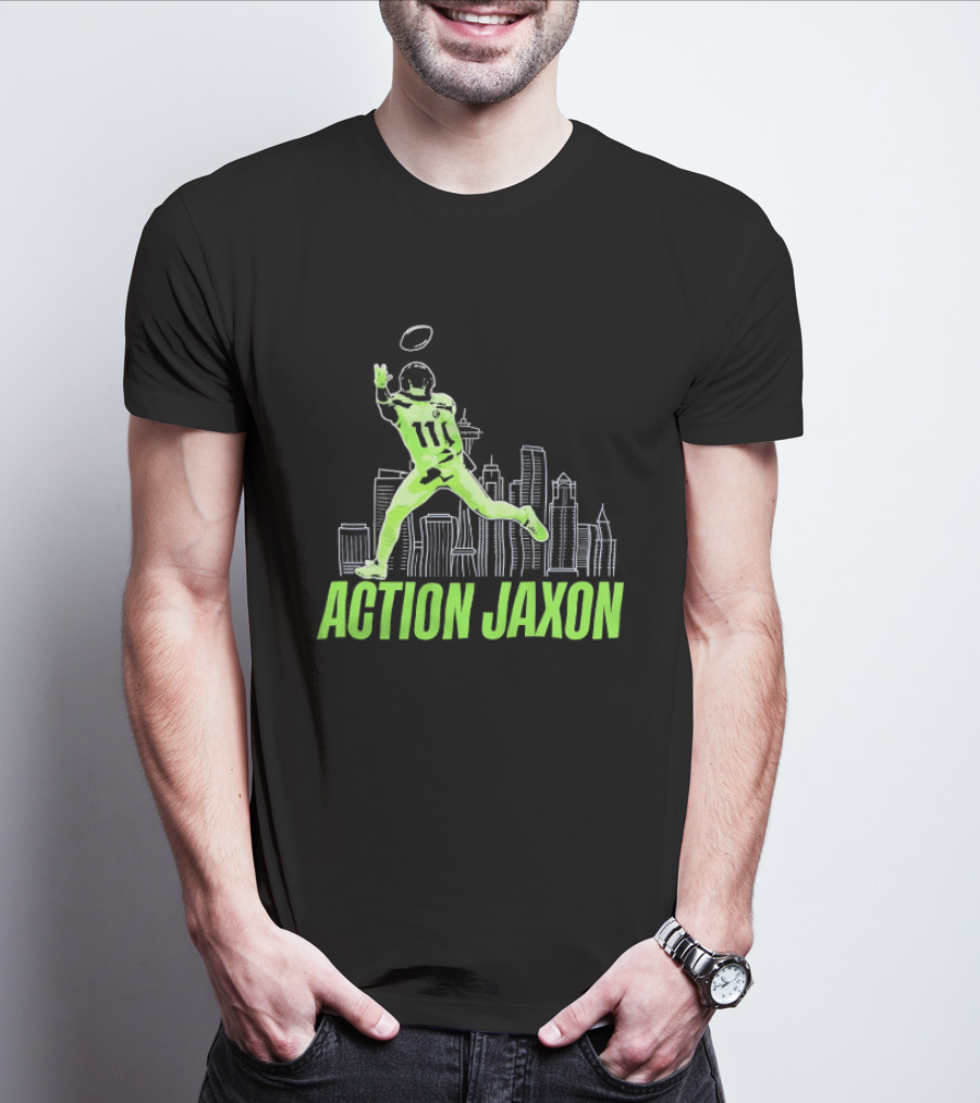 Action Jaxon Seattle Skyline Football Catcher T-Shirt