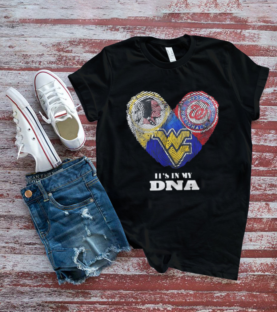 It Is In My DNA West Virginia Mountaineers Washington Commanders Logos Fingerprint T-Shirt