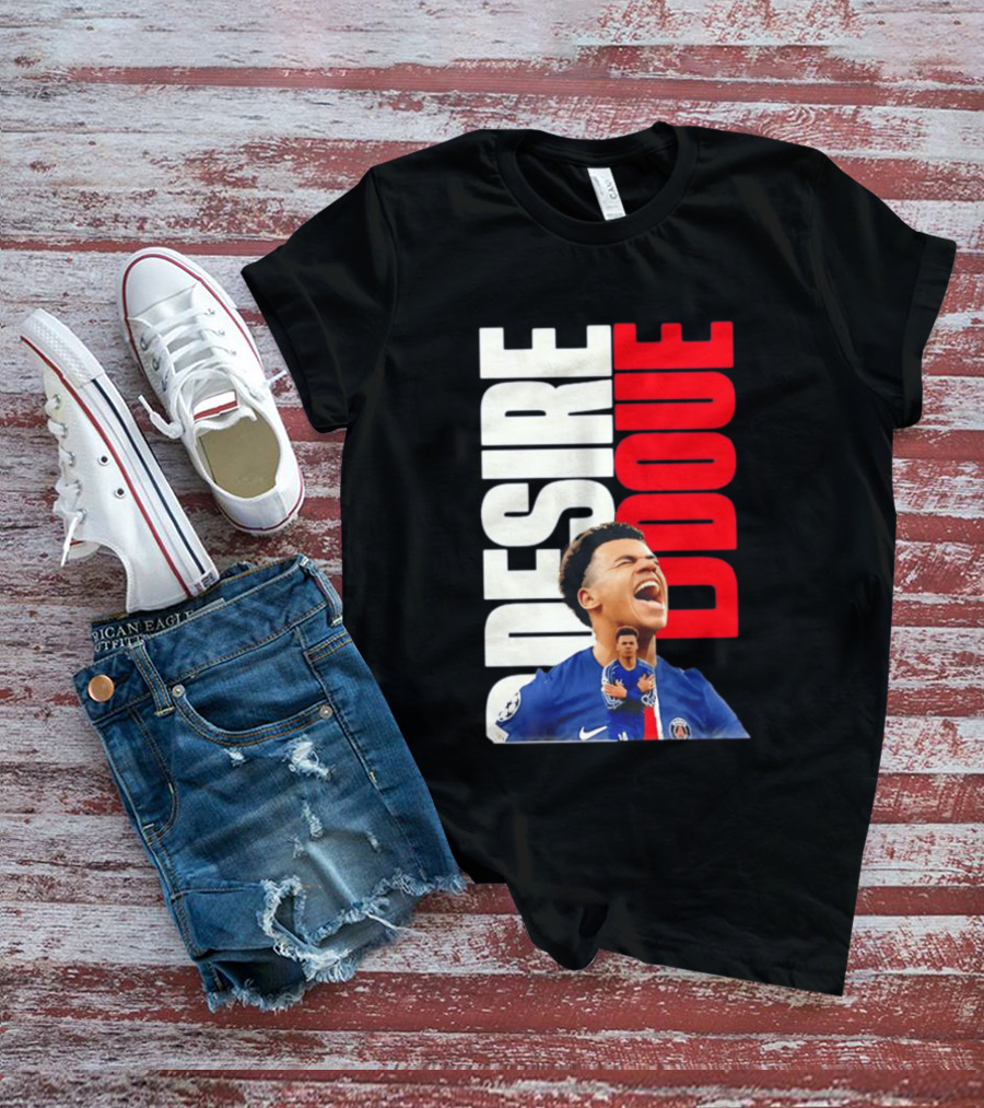 Désiré Doué Celebrating PSG Paris Saint Germain Player T-Shirt