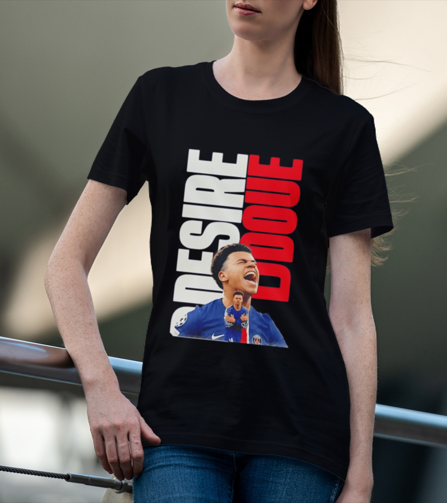 Désiré Doué Celebrating PSG Paris Saint Germain Player T-Shirt