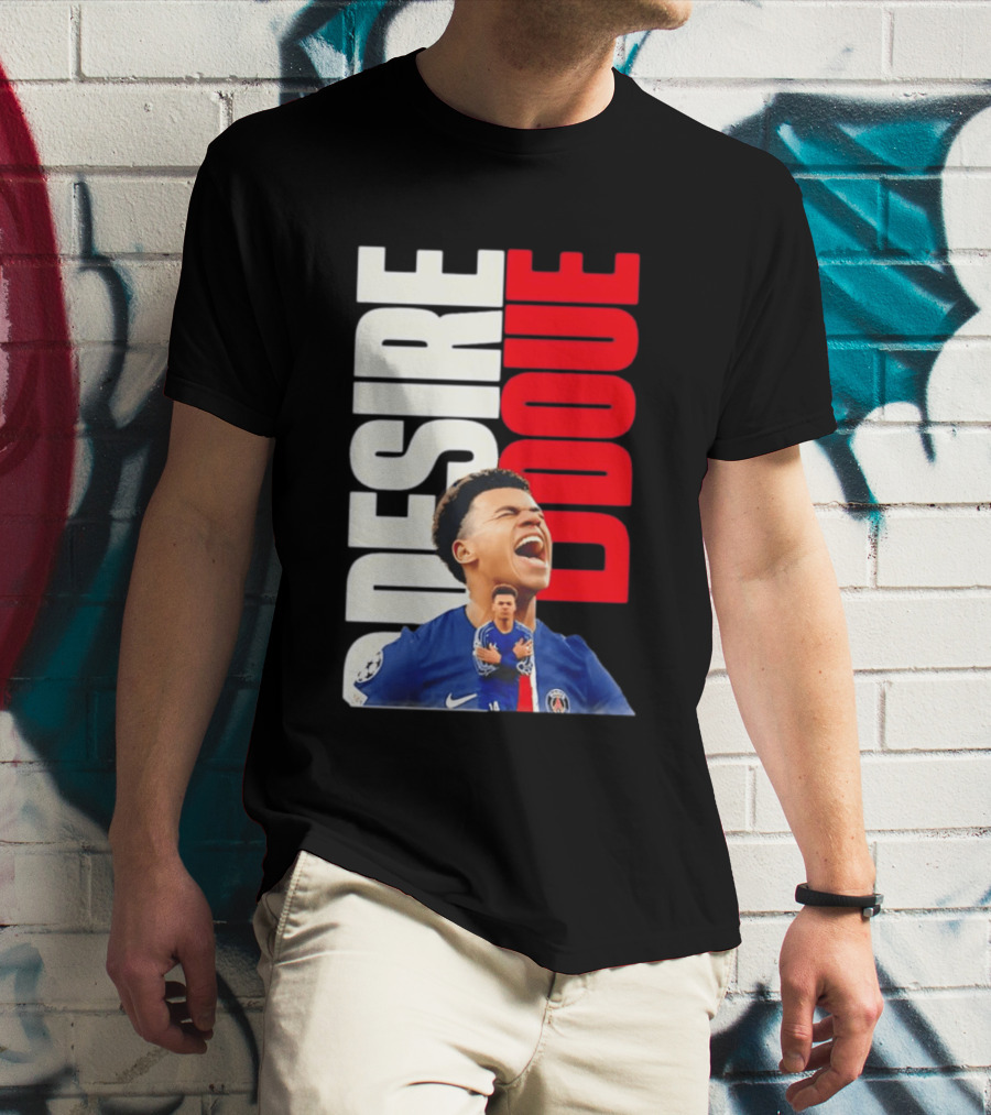 Désiré Doué Celebrating PSG Paris Saint Germain Player T-Shirt