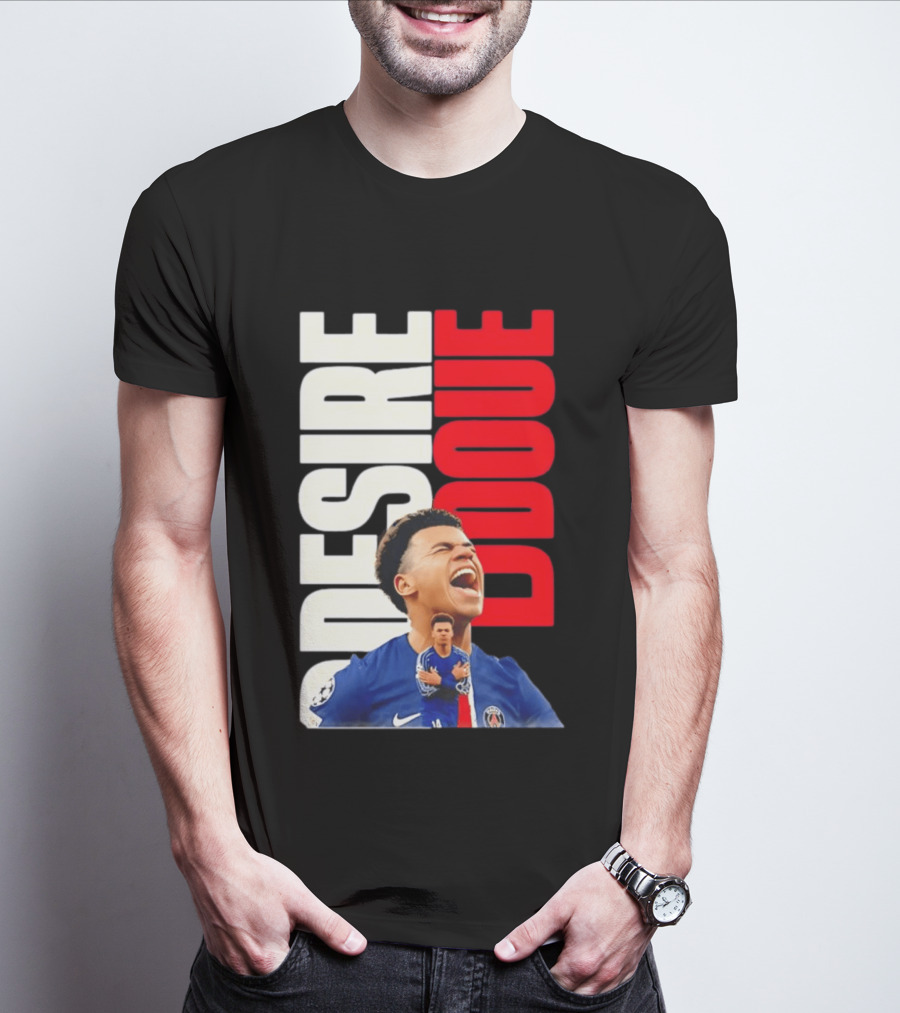 Désiré Doué Celebrating PSG Paris Saint Germain Player T-Shirt