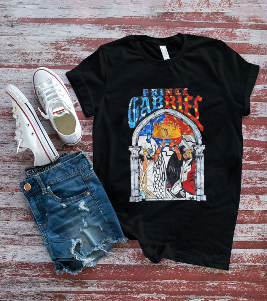 Prince Gabriel Stained Glass Window Kings Crown Angels T-Shirt