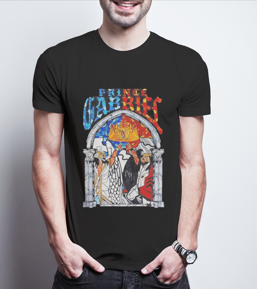 Prince Gabriel Stained Glass Window Kings Crown Angels T-Shirt
