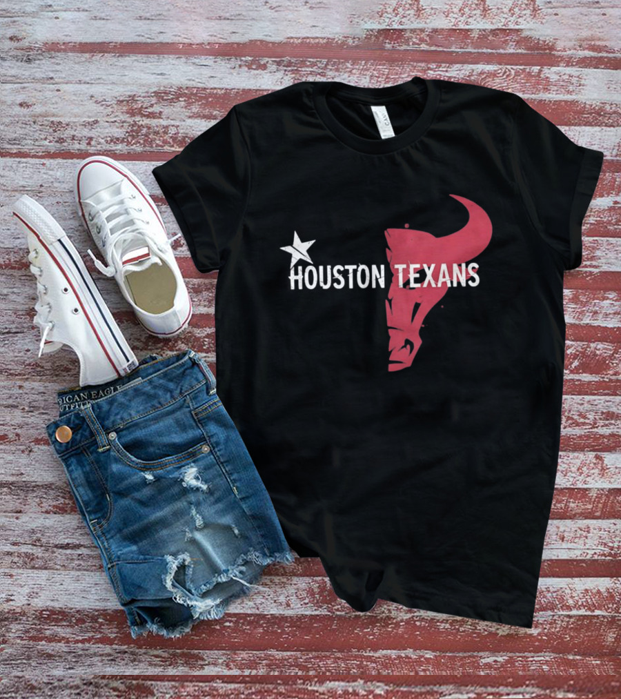Houston Texans Distressed Star Bull Head T-Shirt