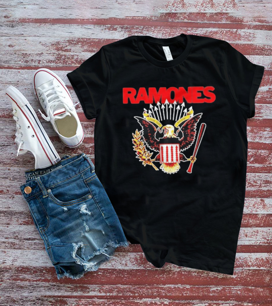 Ramones Look Out Below Punk Rock Eagle Crest T-Shirt