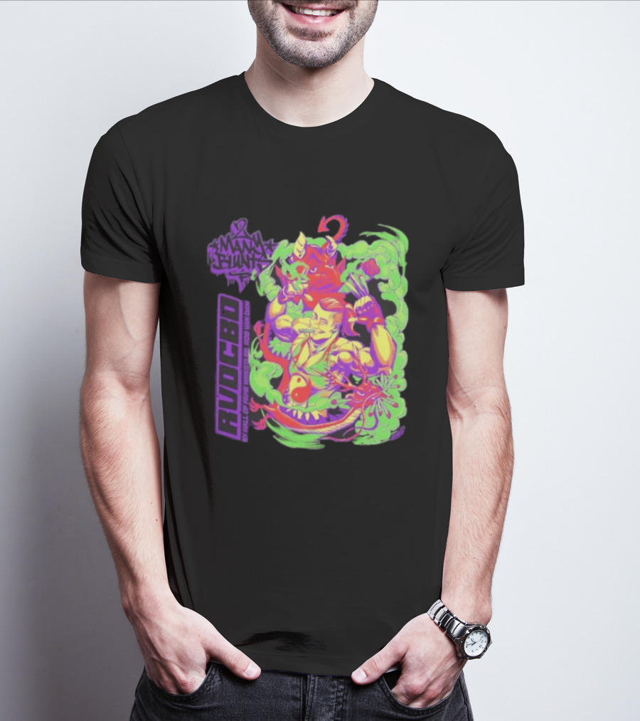 Rob Van Dam 2 Many Blunts RVD CBD Hall Of Fame Wrestler Psychedelic Smoke Dragons T-Shirt