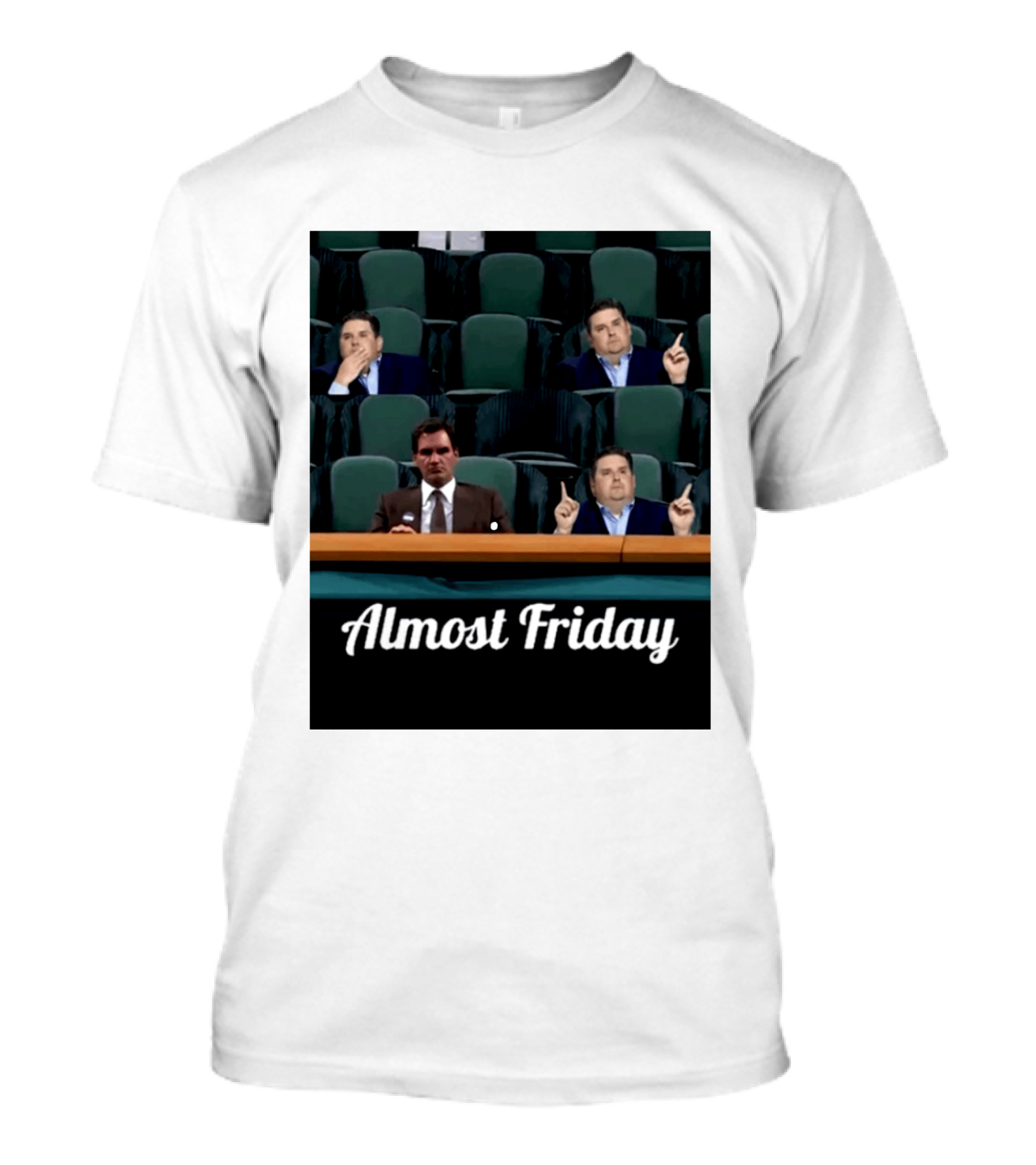 Almost Friday Meme With Roger Federer And Jonah Hill In Audience T-Shirt